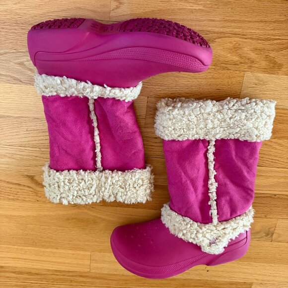 Crocs Nadia Boots in Berry Pink Size 8 - Picture 1 of 16